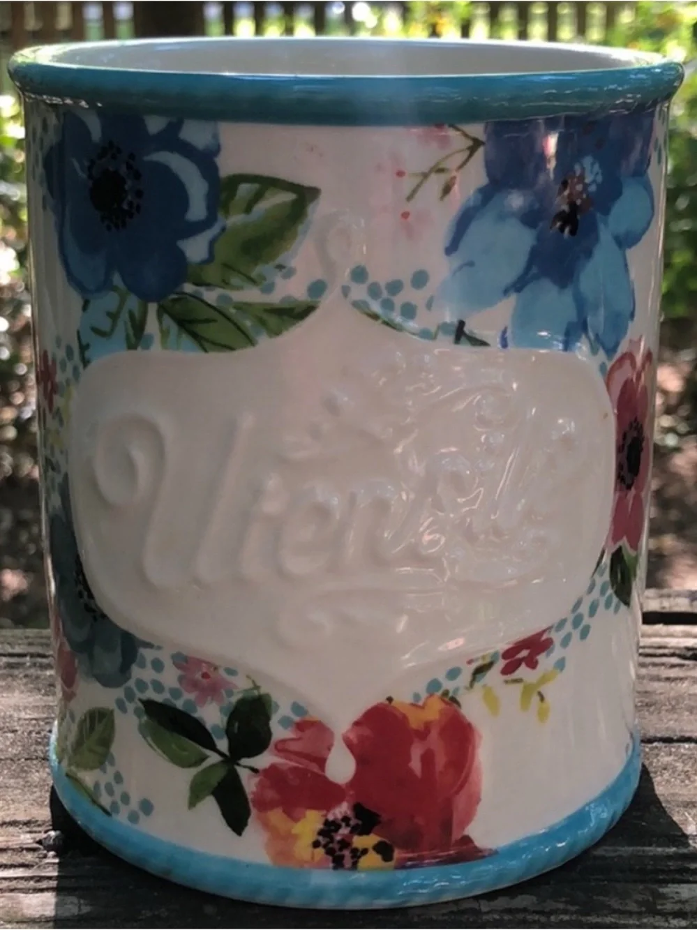 The Pioneer Woman “Melody” Stoneware Crock Utensil Holder NWT